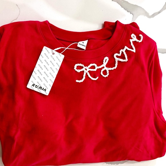 Dark Pink Valentines Love Hand Drawn and Hand Embroidered Sweatshirt NWT - Picture 12 of 12